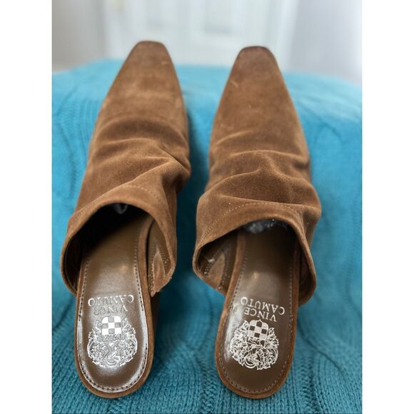 Vince Camuto Carlie Suede Runched Toe Heeled Mule - Picture 5 of 6